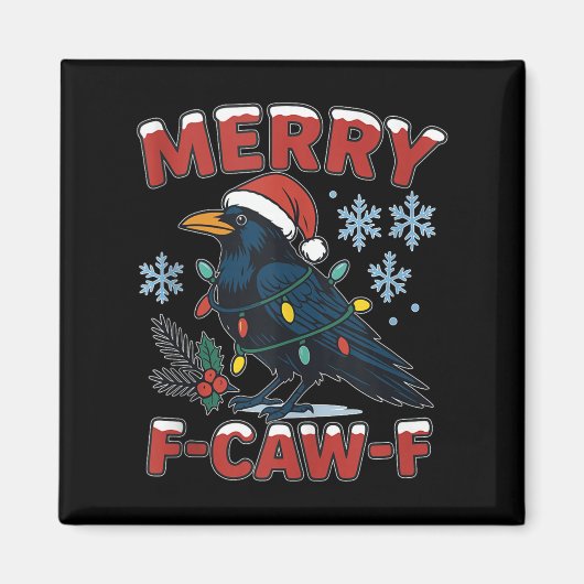 Merry F-caw-f Raven Funny Meme Crow Christmas Adul Magnet (Vorne)