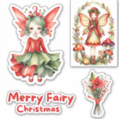 Merry Fairy Christmas Custom-Cut Vinyl Sticker (Vorderseite)