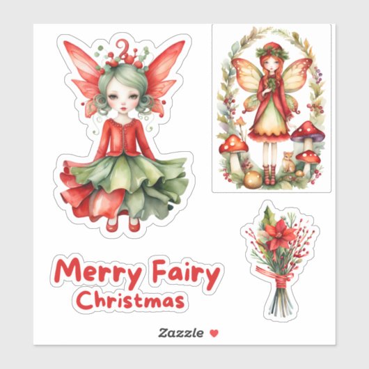 Merry Fairy Christmas Custom-Cut Vinyl Sticker (Blatt)