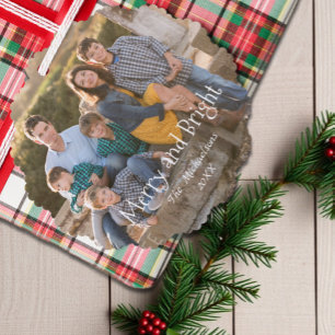 Merry Family Foto Ornament Karte