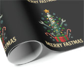 Merry Fastmas Spark Plug Christmas Tree Mechanic Geschenkpapier (Rolleneckpunkt)