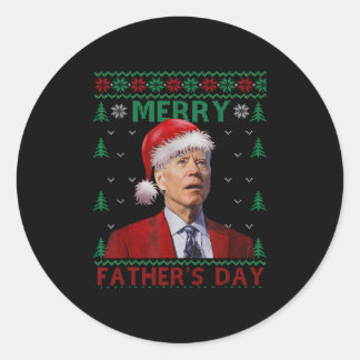 Merry Fathers Day Santa Joe Biden Christmas Ugly S Runder Aufkleber