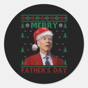 Merry Fathers Day Santa Joe Biden Christmas Ugly S Runder Aufkleber