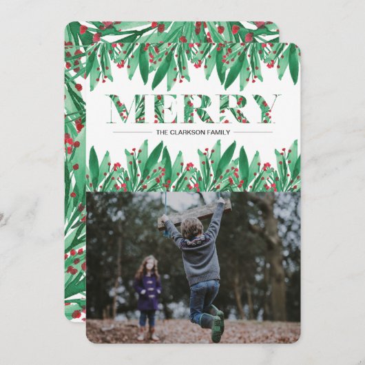 MERRY FEIERTAGSKARTE (Vorne/Hinten)