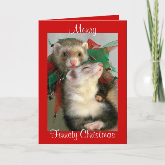 Merry Ferrety Christmas Card (Leere) Feiertagskarte (Vorderseite)