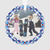 Merry Festive Blue Weihnachts Foto Bilderrahmen Ornament (Rückseite)