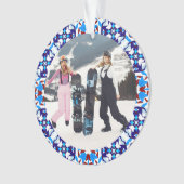 Merry Festive Blue Weihnachts Foto Bilderrahmen Ornament (Vorderseite)