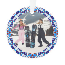 Merry Festive Blue Weihnachts Foto Bilderrahmen