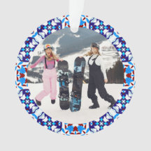 Merry Festive Blue Weihnachts Foto Bilderrahmen