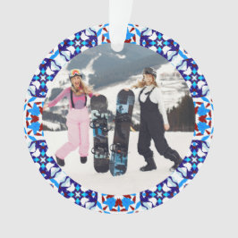 Merry Festive Blue Weihnachts Foto Bilderrahmen Ornament