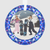 Merry Festive Blue Weihnachts Foto Bilderrahmen Ornament (Rückseite)