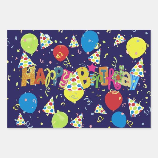 Merry Festive Joyous Birthday Geschenkpapier Set (Vorderseite 2)