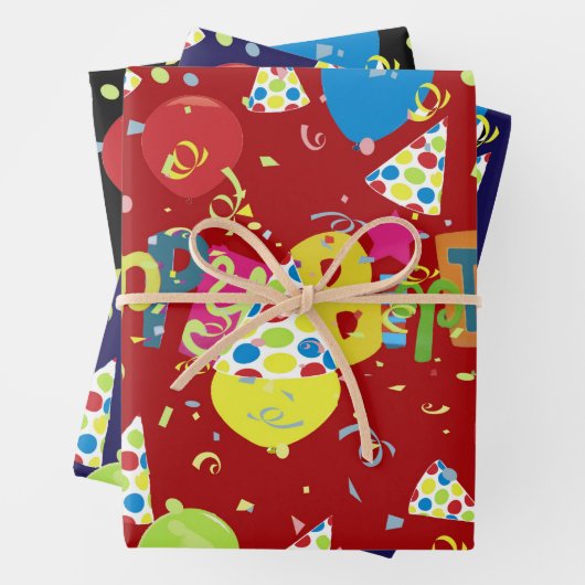 Merry Festive Joyous Birthday Geschenkpapier Set (Beispiel)