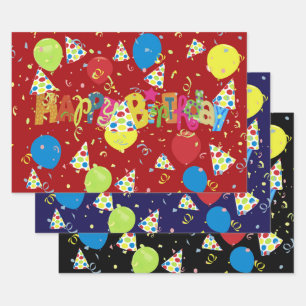 Merry Festive Joyous Birthday Geschenkpapier Set