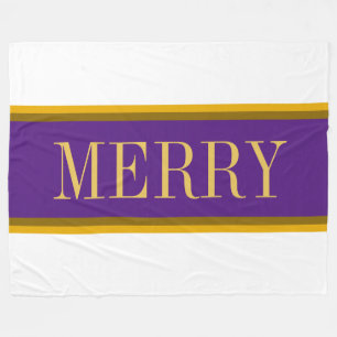 MERRY Festive Wide Royal Lila White Stripes Fleecedecke