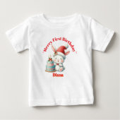 Merry First Birthday Weihnachtsgeschenk Baby T-shirt (Vorderseite)