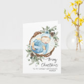 Merry First Christmas Baby Grandson von Oma Karte (Gelbe Blume)