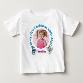 Merry First Christmas Little Angel Foto Gift Baby T-shirt (Vorderseite)