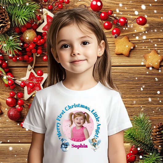 Merry First Christmas Little Angel Foto Gift Baby T-shirt