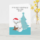 Merry First Verheiratet Christmas Niedlich Fox Cou Karte (Gelbe Blume)