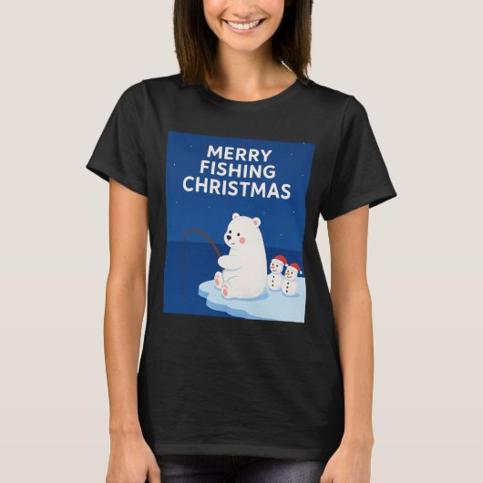 Merry Fishing Christmas – Cute Polar Bear&Snowmen T-Shirt (Vorderseite)