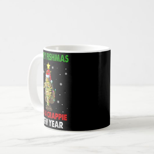 Merry Fishmas And A Crape New Year Fishing Funny X Kaffeetasse (Vorderseite Links)
