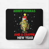 Merry Fishmas And A Crape New Year Fishing Funny X Mousepad (Mit Mouse)