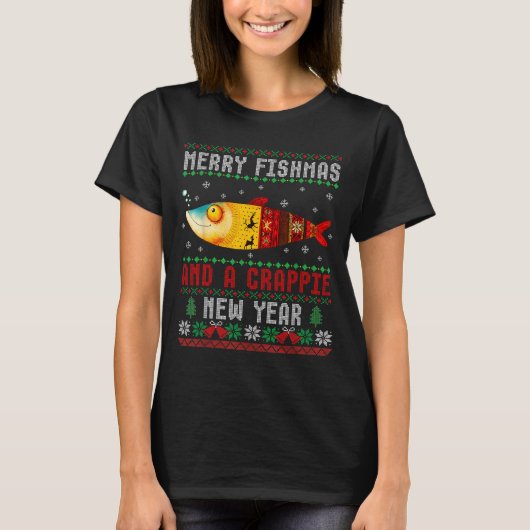 Merry Fishmas And A Crape New Year Ugly Fisherman  T-Shirt (Vorderseite)