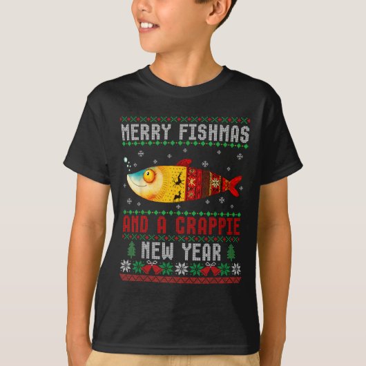 Merry Fishmas And A Crape New Year Ugly Fisherman  T-Shirt (Vorderseite)