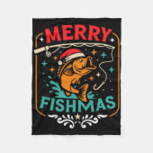 Merry Fishmas B Fisch Weihnachten hässlich Sweater Fleecedecke (Vorderseite)