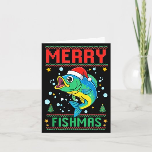 Merry Fishmas B Fish Fishing Christmas  Karte (Vorderseite)