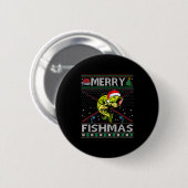 Merry Fishmas B Fish Fishing Christmas Ugly Sweate Button (Vorne & Hinten)