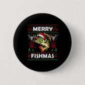 Merry Fishmas B Fish Fishing Christmas Ugly Sweate Button (Vorderseite)