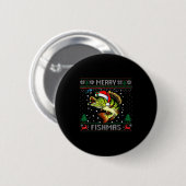 Merry Fishmas B Fish Fishing Christmas Ugly Sweate Button (Vorne & Hinten)
