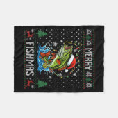 Merry Fishmas B Fish Fishing Christmas Ugly Sweate Fleecedecke (Vorderseite (Horizontal))