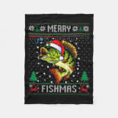 Merry Fishmas B Fish Fishing Christmas Ugly Sweate Fleecedecke (Vorderseite)