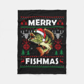 Merry Fishmas B Fish Fishing Christmas Ugly Sweate Fleecedecke (Vorderseite)