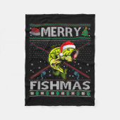 Merry Fishmas B Fish Fishing Christmas Ugly Sweate Fleecedecke (Vorderseite)
