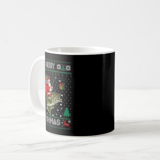 Merry Fishmas B Fish Fishing Christmas Ugly Sweate Kaffeetasse (Vorderseite Links)