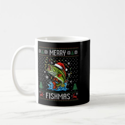 Merry Fishmas B Fish Fishing Christmas Ugly Sweate Kaffeetasse (Links)