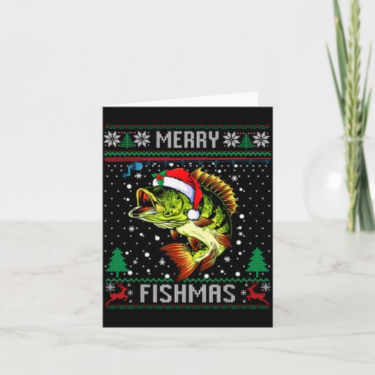 Merry Fishmas B Fish Fishing Christmas Ugly Sweate Karte (Vorderseite)