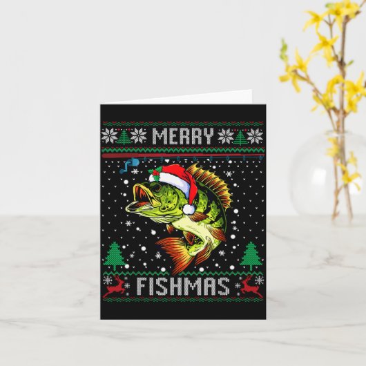 Merry Fishmas B Fish Fishing Christmas Ugly Sweate Karte (Gelbe Blume)