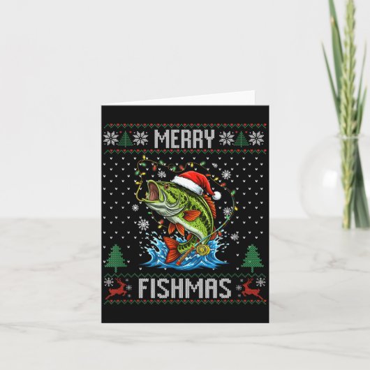 Merry Fishmas B Fish Fishing Christmas Ugly Sweate Karte (Vorderseite)