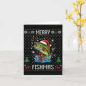 Merry Fishmas B Fish Fishing Christmas Ugly Sweate Karte (Gelbe Blume)