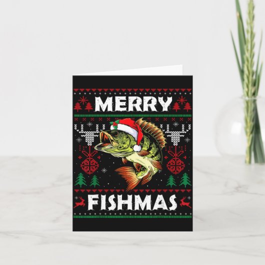 Merry Fishmas B Fish Fishing Christmas Ugly Sweate Karte (Vorderseite)