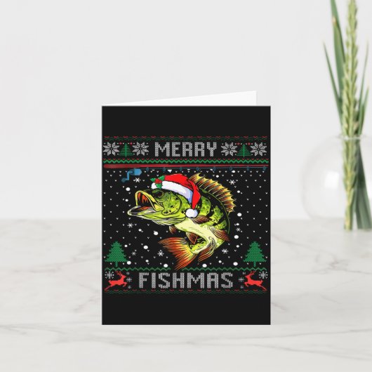 Merry Fishmas B Fish Fishing Christmas Ugly Sweate Karte (Vorderseite)