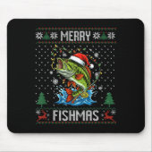 Merry Fishmas B Fish Fishing Christmas Ugly Sweate Mousepad (Vorne)
