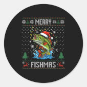 Merry Fishmas B Fish Fishing Christmas Ugly Sweate Runder Aufkleber (Vorderseite)