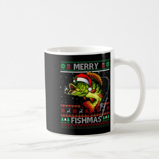 Merry Fishmas B Fish Fishing Christmas Ugly Xmas Kaffeetasse (Rechts)