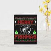 Merry Fishmas B Fish Fishing Ugly Christmas Sweate Karte (Gelbe Blume)